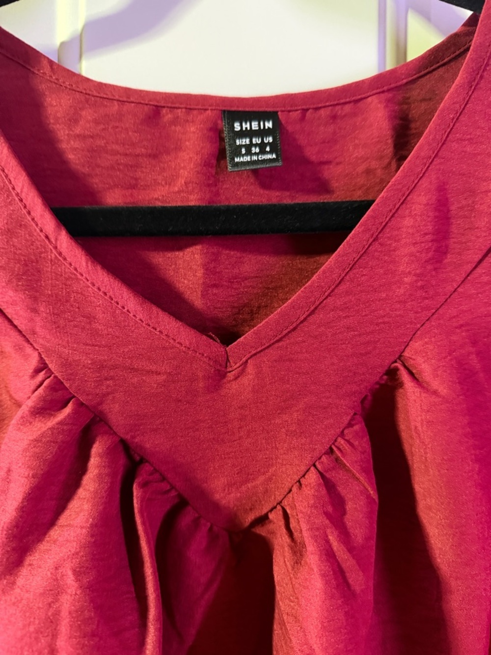 SHEIN Raspberry Red Gathered V-Neck tank - Picture 3 of 6
